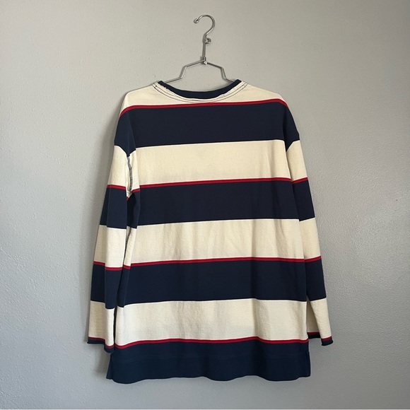 Striped Navy and White Sweater Nautical Fishermancore Fall Preppy - Picture 5 of 6